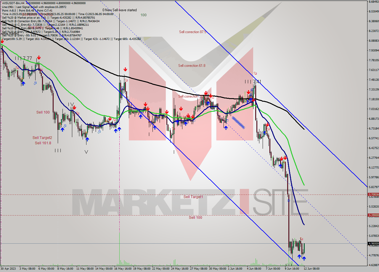 AXSUSDT-Bin MultiTimeframe analysis at date 2023.06.12 13:13