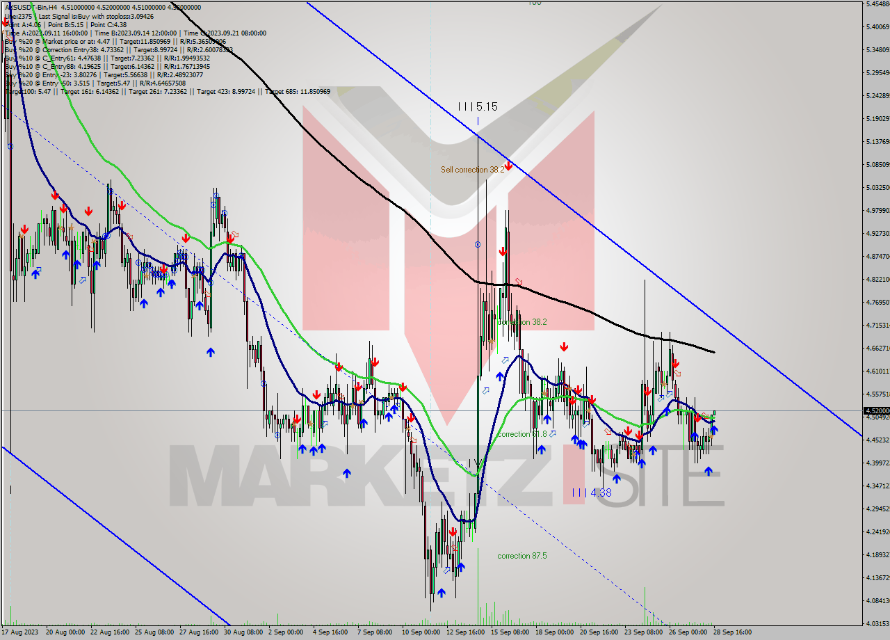 AXSUSDT-Bin MultiTimeframe analysis at date 2023.09.28 19:01