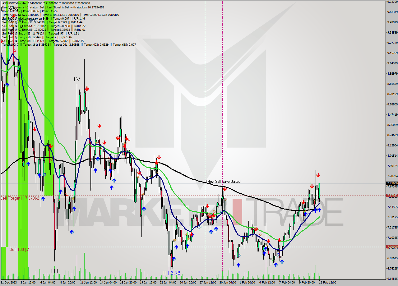AXSUSDT-Bin MultiTimeframe analysis at date 2024.02.12 17:24