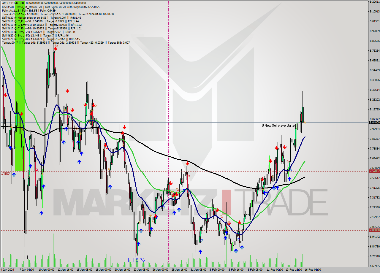 AXSUSDT-Bin MultiTimeframe analysis at date 2024.02.16 10:00