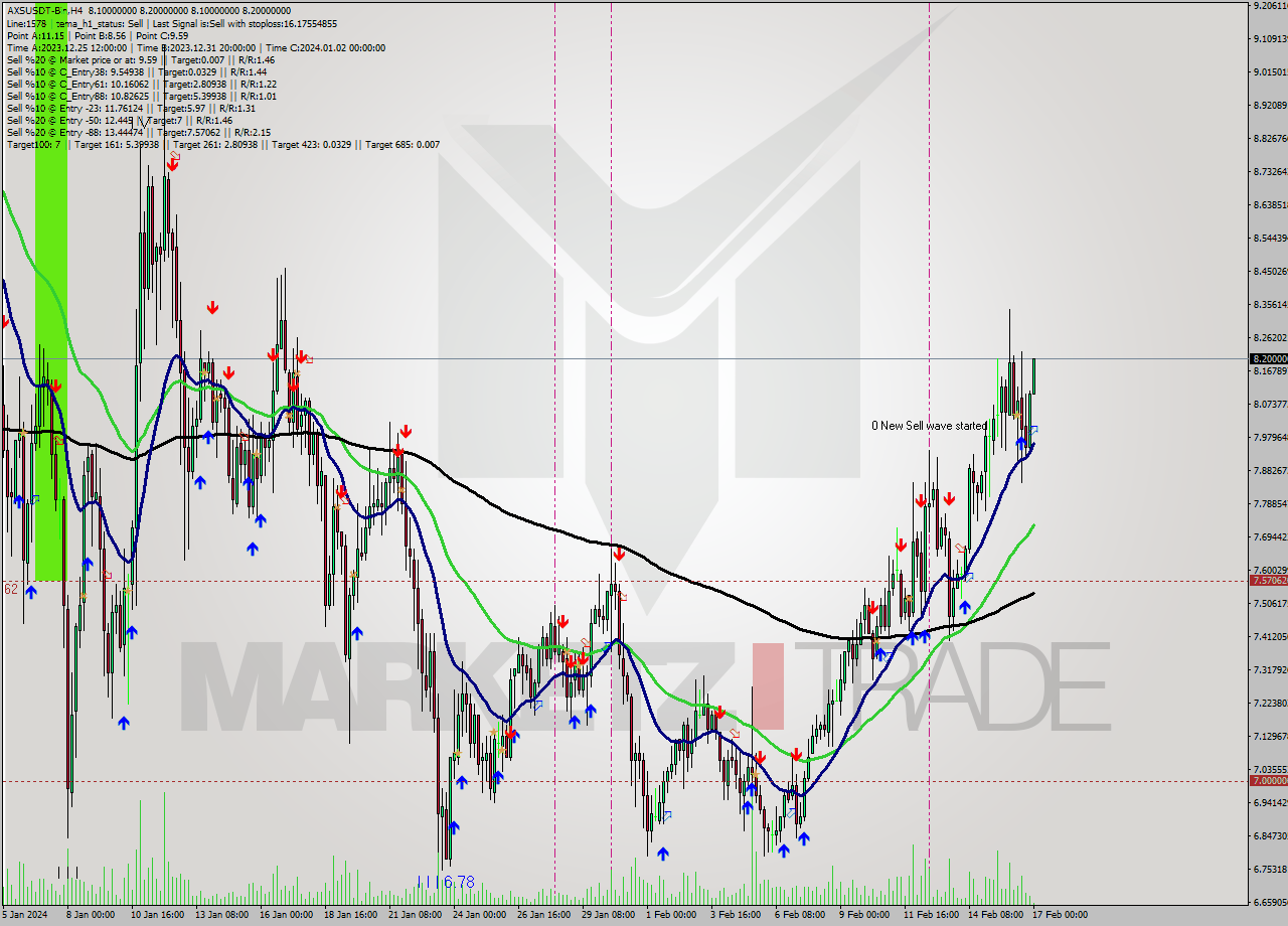 AXSUSDT-Bin MultiTimeframe analysis at date 2024.02.17 02:21