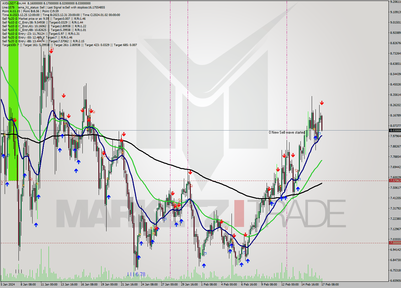 AXSUSDT-Bin MultiTimeframe analysis at date 2024.02.17 11:24