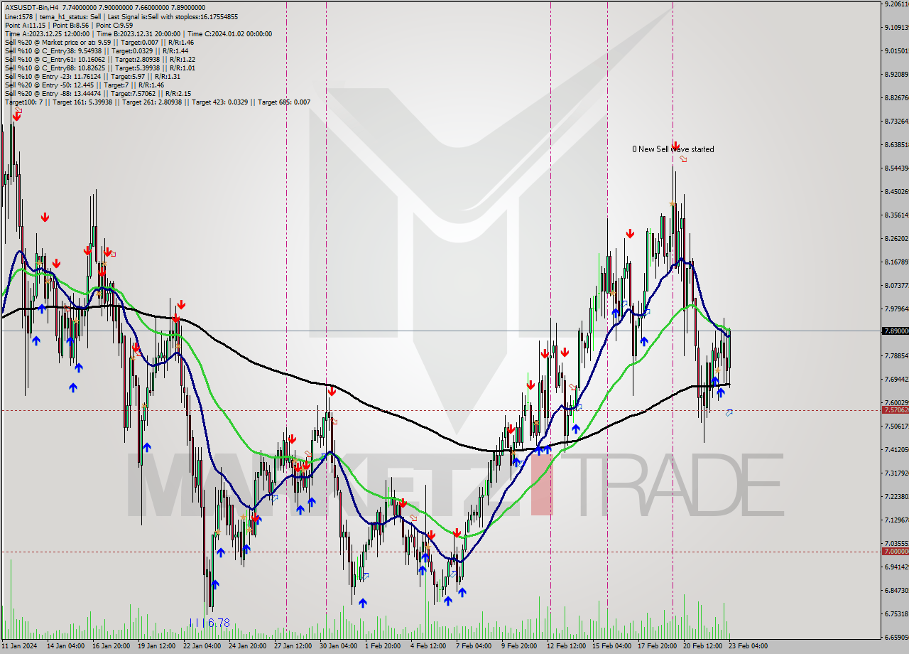 AXSUSDT-Bin MultiTimeframe analysis at date 2024.02.23 09:04