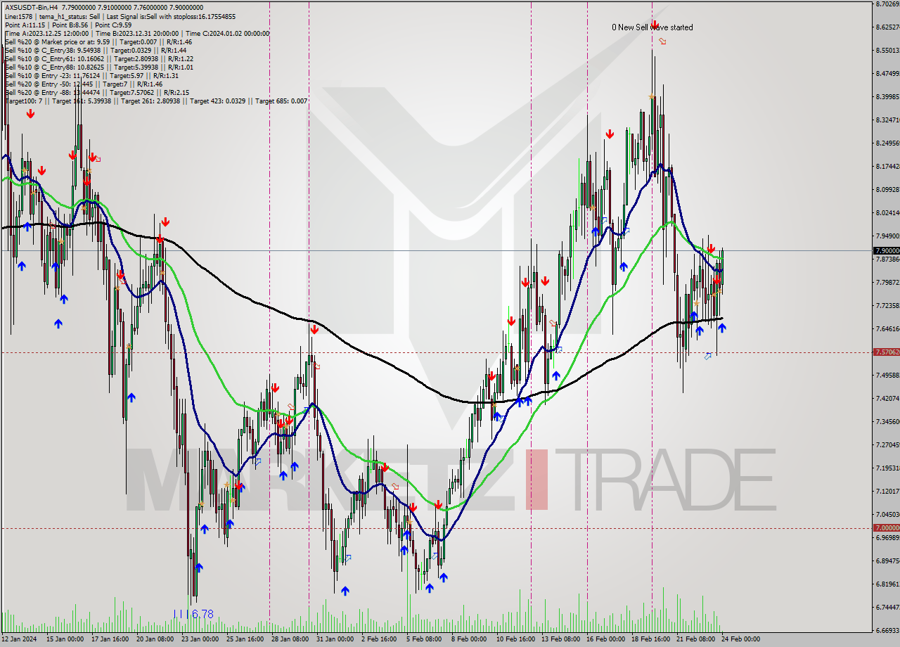 AXSUSDT-Bin MultiTimeframe analysis at date 2024.02.24 02:26