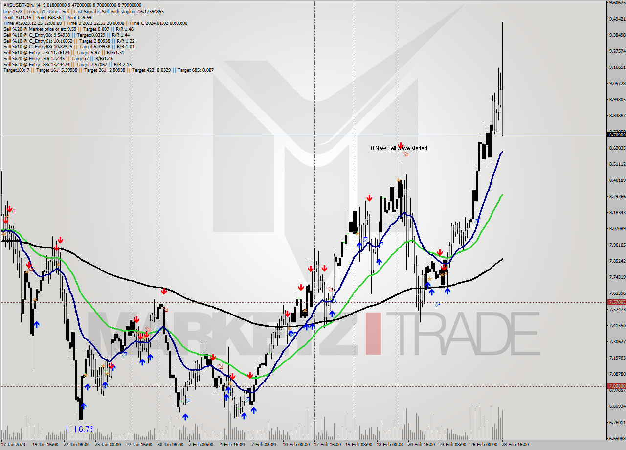 AXSUSDT-Bin MultiTimeframe analysis at date 2024.02.28 19:32