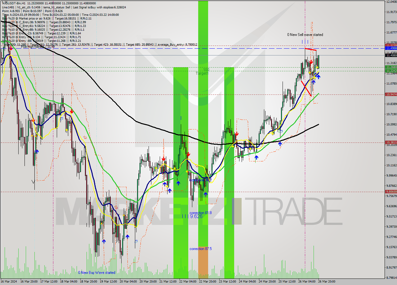 AXSUSDT-Bin MultiTimeframe analysis at date 2024.03.26 22:29
