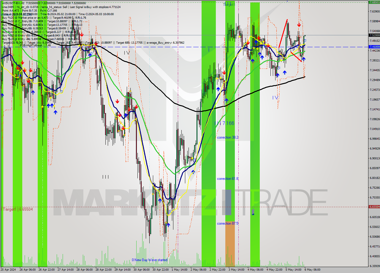 AXSUSDT-Bin MultiTimeframe analysis at date 2024.05.06 09:00