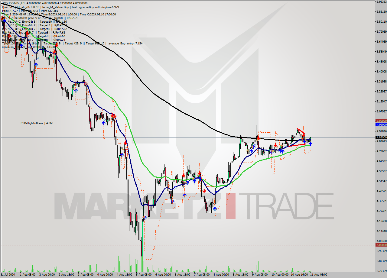 AXSUSDT-Bin MultiTimeframe analysis at date 2024.08.11 03:44