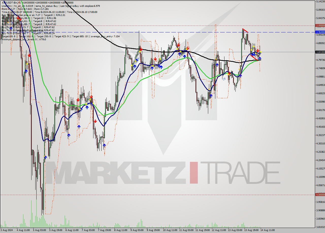 AXSUSDT-Bin MultiTimeframe analysis at date 2024.08.14 14:00