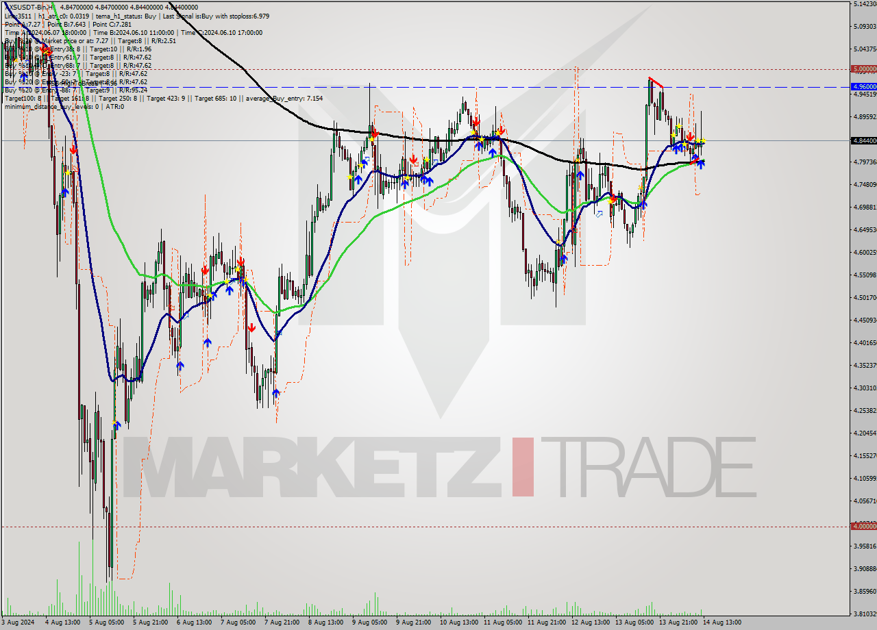 AXSUSDT-Bin MultiTimeframe analysis at date 2024.08.14 16:00