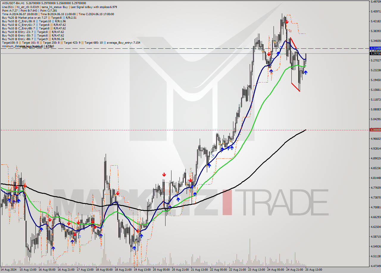 AXSUSDT-Bin MultiTimeframe analysis at date 2024.08.25 16:24