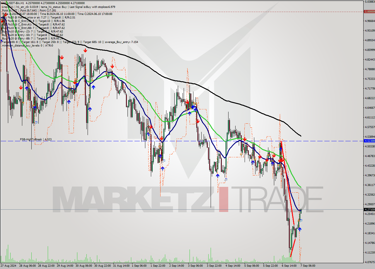 AXSUSDT-Bin MultiTimeframe analysis at date 2024.09.07 09:05